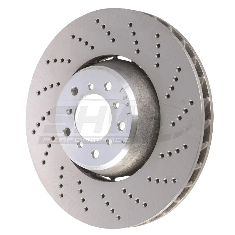 Shw 06-10 Bmw M5 5.0L Right Front Cross-Drilled Lightweight Brake Rotor (34112282806) 1
