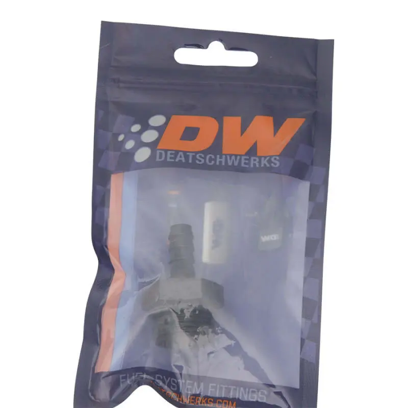 Deatschwerks 10An Orb Male To 5/16In Male Triple Barb Fitting (Incl O-Ring) - Anodized Matte Black 2