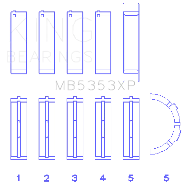 King Engine Bearings Ford 281 4.6L Sohc 16V Performance Main Bearing Set - Size Std 1