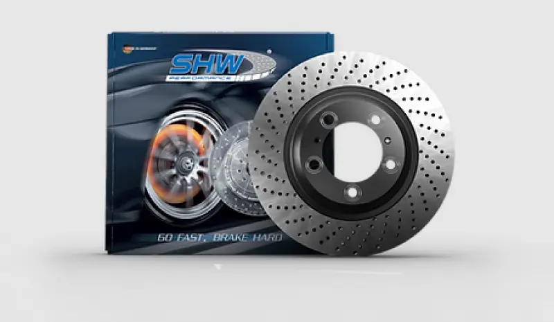 Shw 2008 Porsche Boxster Limited 2.7L Right Front Cross-Drilled Monobloc Brake Rotor (98735140201) 1
