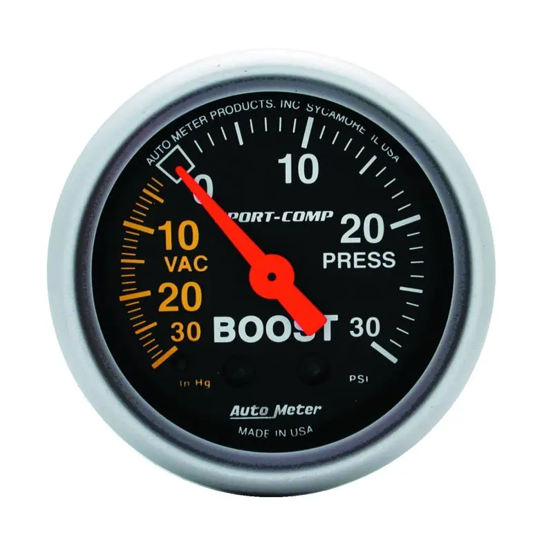 Autometer Sport-Comp 52Mm 30 Psi Mechanical Boost Gauge 1