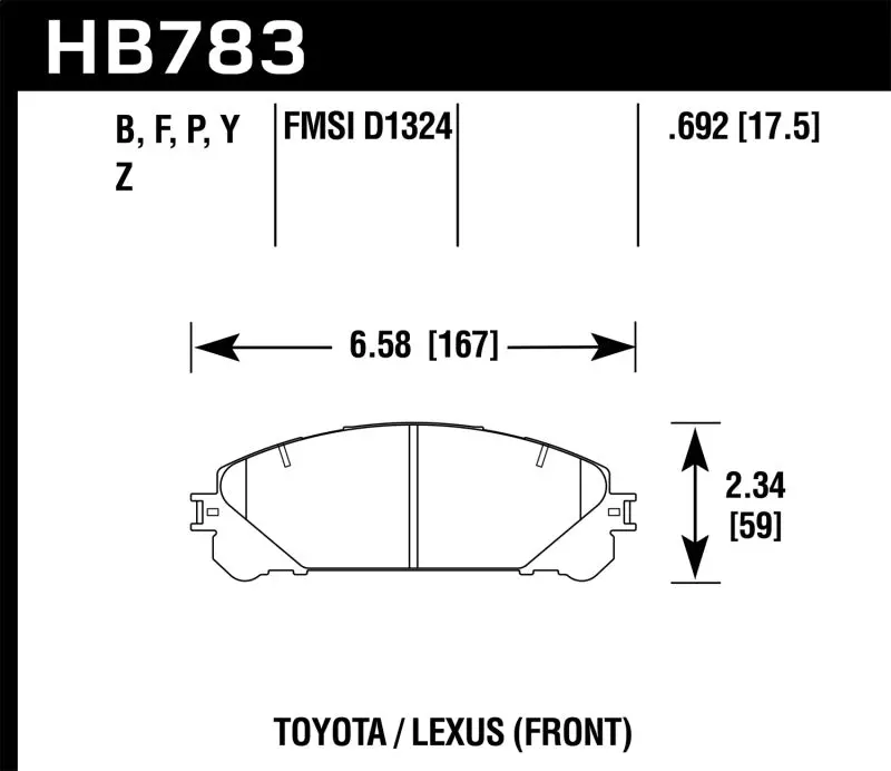Hawk 08-16 Toyota Highlander Lts Street Front Brake Pads 2