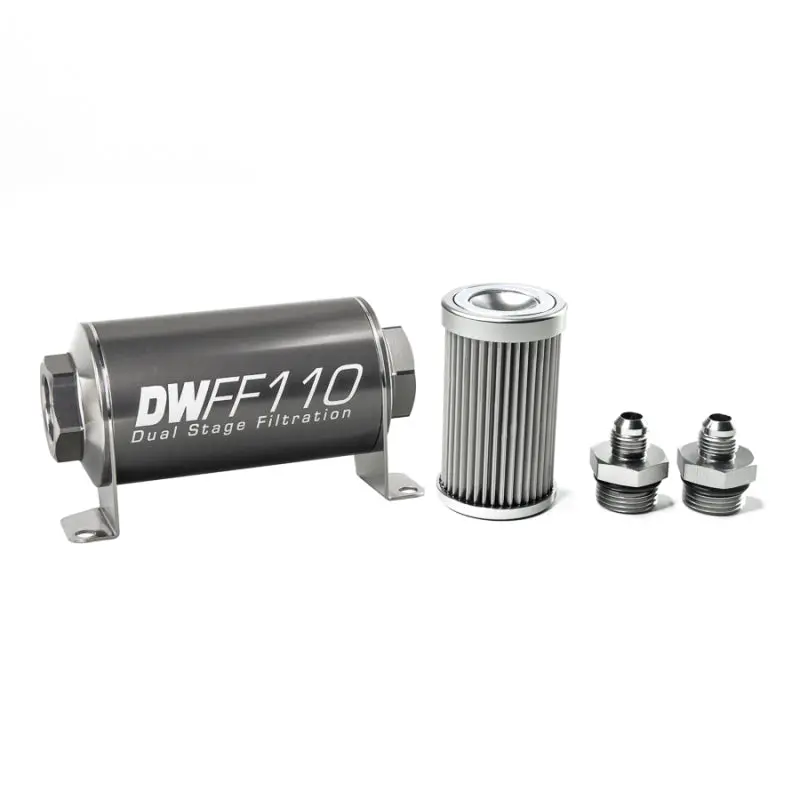 Deatschwerks Stainless Steel 6An 10 Micron Universal Inline Fuel Filter Housing Kit (110Mm) 1