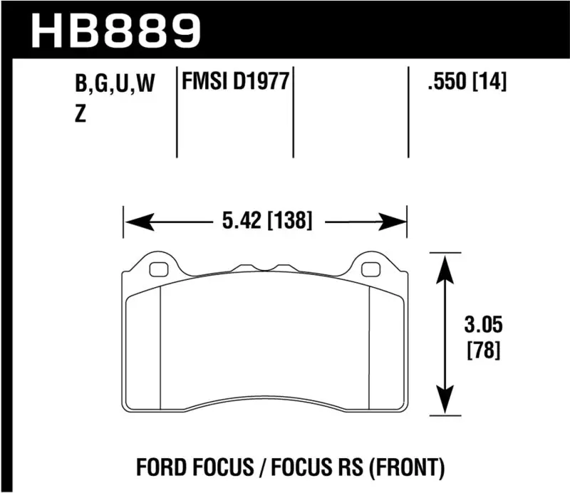 Hawk 2017 Ford Focus Hps 5.0 Front Brake Pads 2