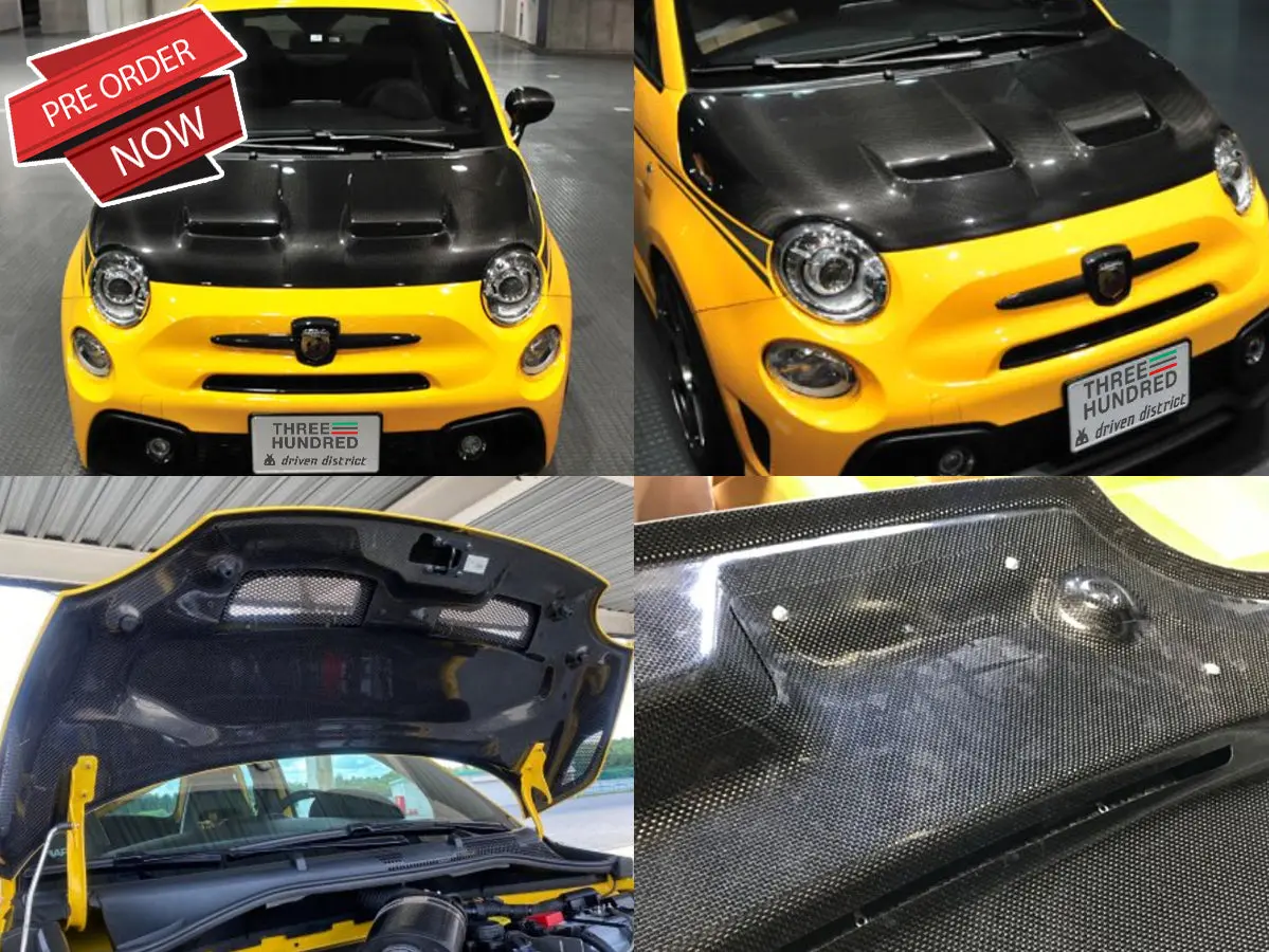 Three Hundred Abarth 500 Carbon Fiber Hood Vented 1