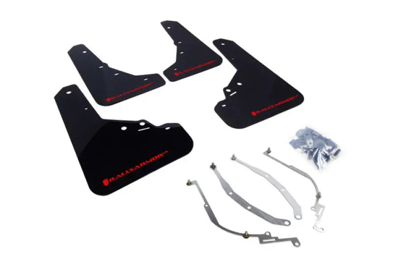 Rally Armor 12-18 Fiat 500 (Pop/Sport/Lounge/Abarth) Black Ur Mud Flap W/ Red Logo 1