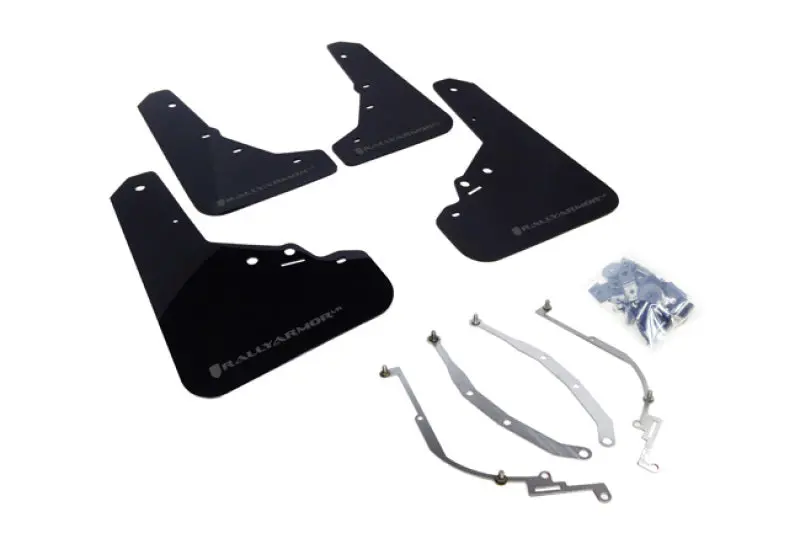 Rally Armor 12-18 Fiat 500 (Pop/Sport/Lounge/Abarth) Black Ur Mud Flap W/ Grey Logo 1