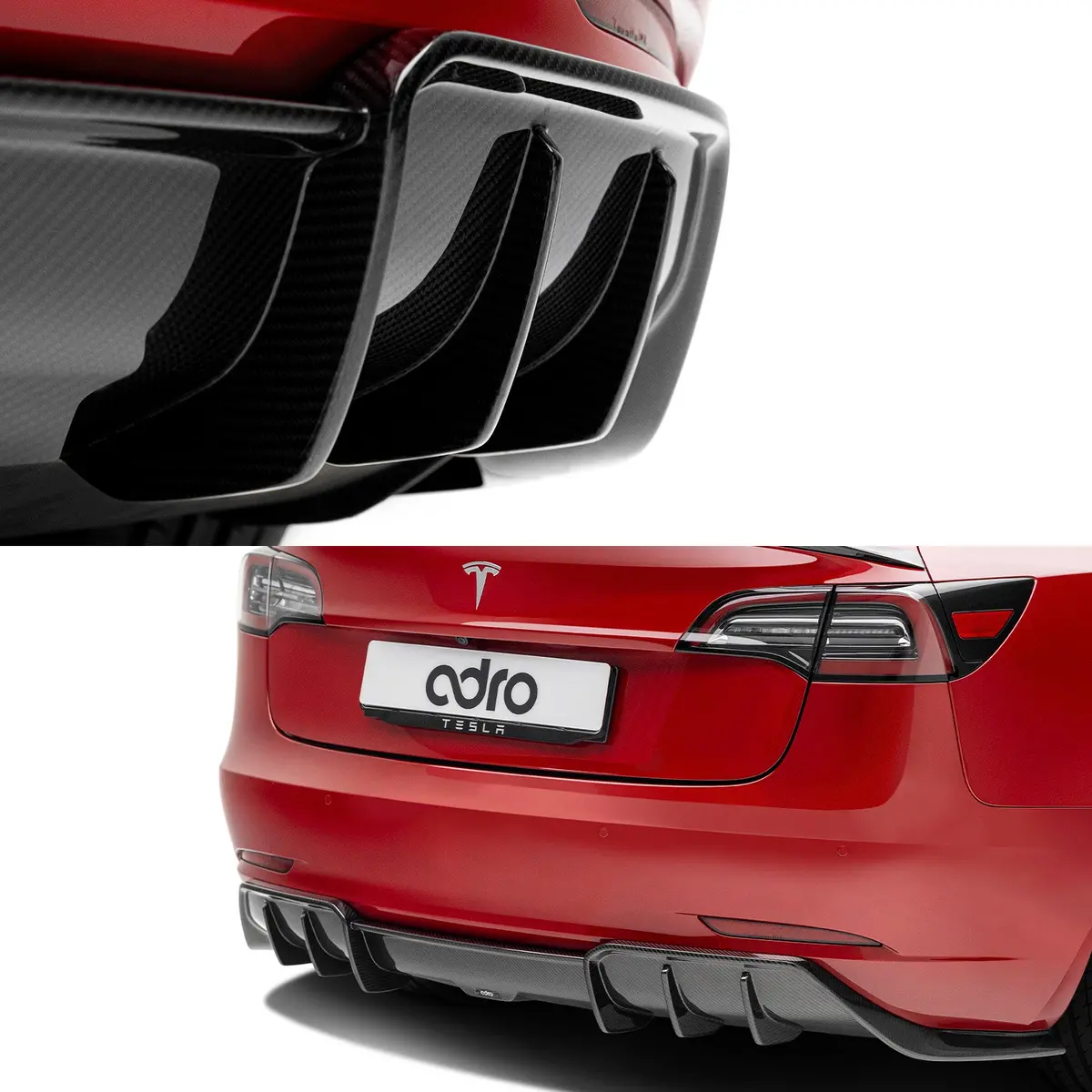 Tesla Model 3 Prepreg Carbon Fiber Rear Diffuser - Adro 1