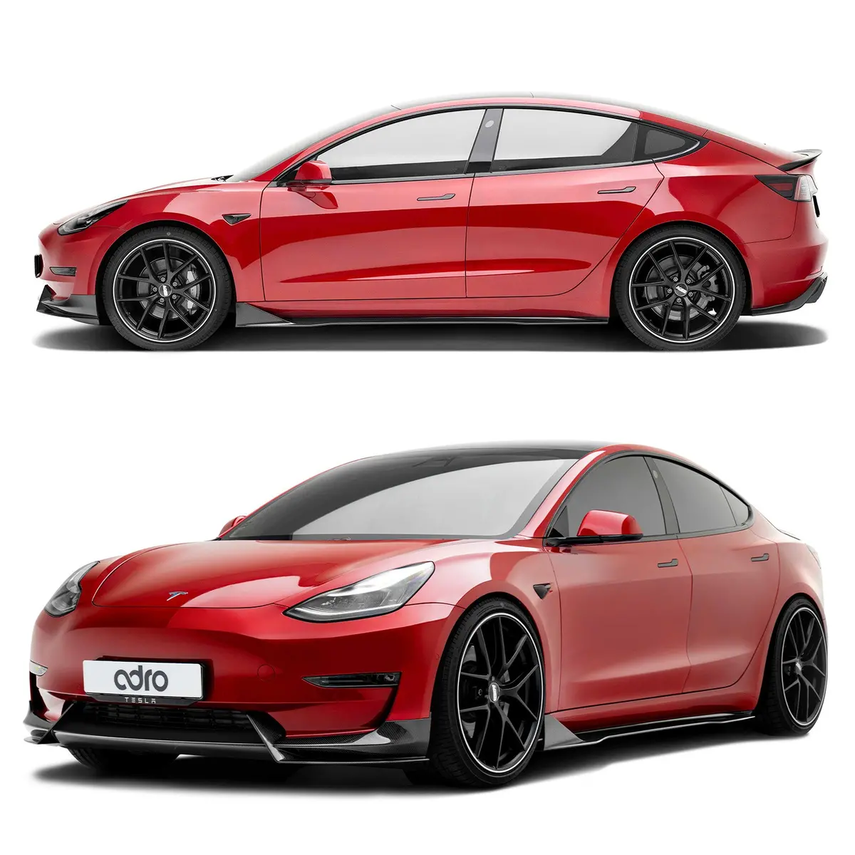 Tesla Model 3 Prepreg Carbon Fiber Side Skirts - Adro 1