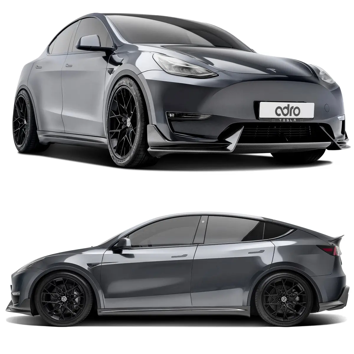 Tesla Model Y Prepreg Carbon Fiber Side Skirts - Adro 1