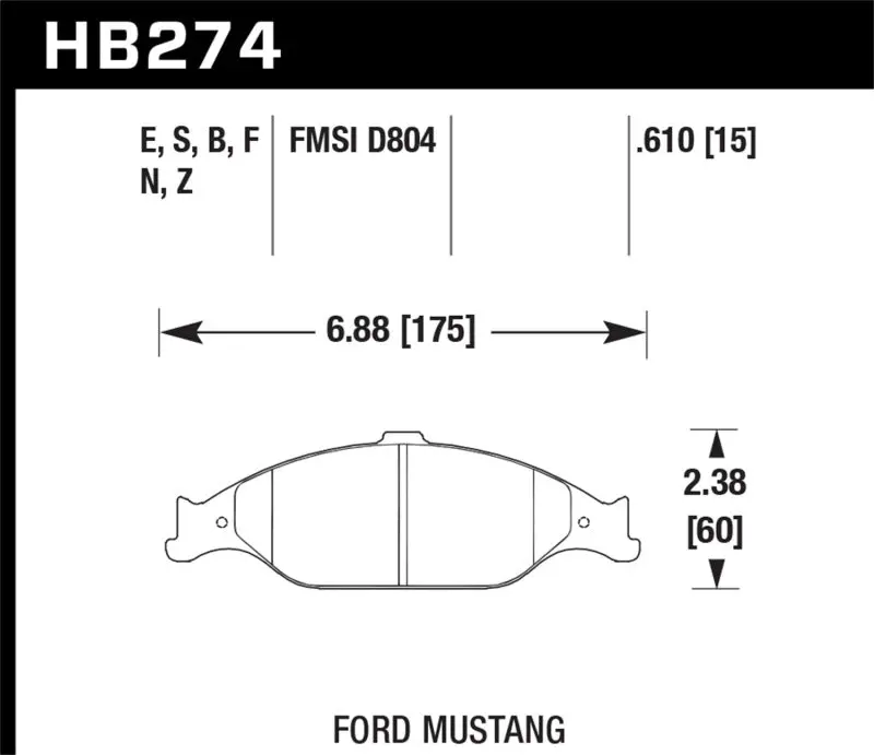 Hawk Hps Street Front Brake Pads For 1999–2004 Ford Mustang Base & Gt Models 1