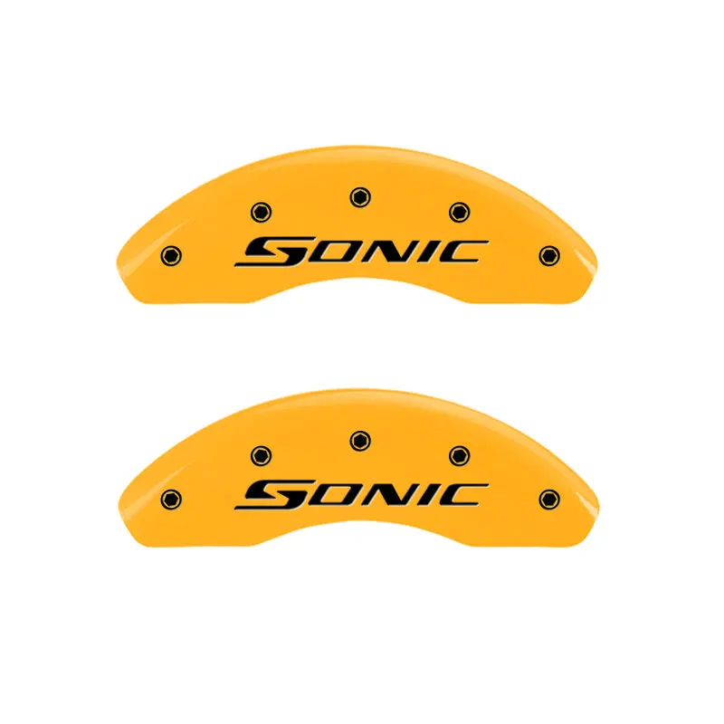 Mgp Engraved Front Caliper Covers – Sonic Yellow Accent, Black Base, For 2-Cali Setup 1