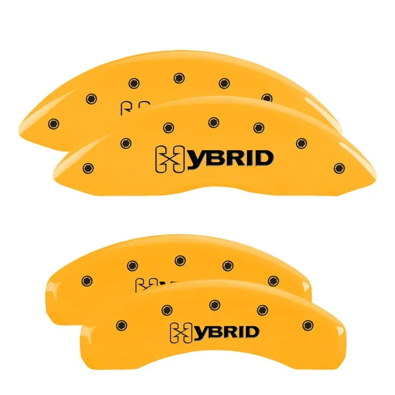 Mgp 4 Caliper Covers Engraved Front & Rear Style 1/Chrysler Wing Yellow Finish Black Ch 1