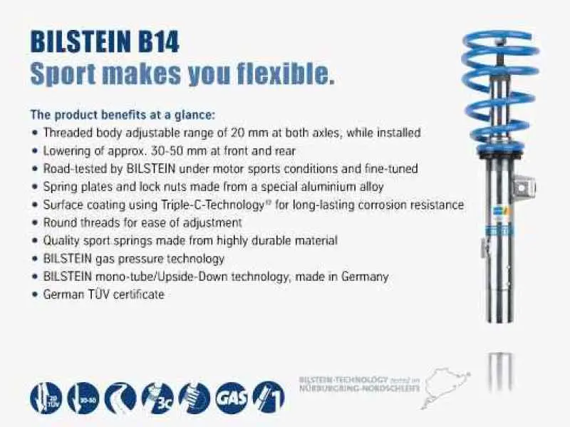 Bilstein B14 Coilover Suspension Kit – Front & Rear For 2008 Volkswagen Gti Base Model 1