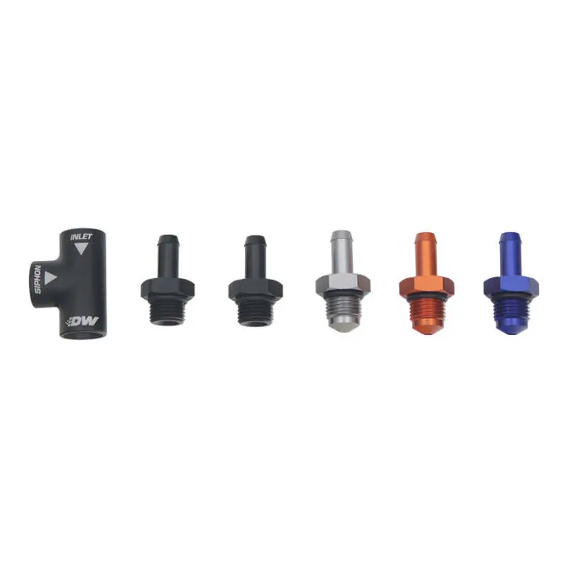 Deatschwerks Universal Venturi Siphon Jet – 5/16″ Hose Barb To 6An Orb Female, Matte Black Anodized 1