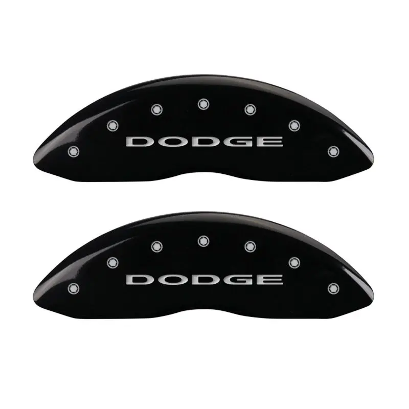 Mgp Engraved Front Caliper Covers For Dodge Vehicles – Black Base With Silver Accents, No Stripes 1