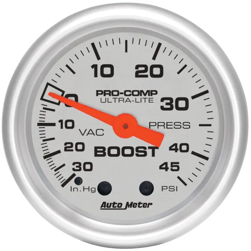 Autometer Ultra-Lite 52Mm Mechanical Boost/Vacuum Gauge – 30 In-Hg / 45 Psi Dual Scale 1