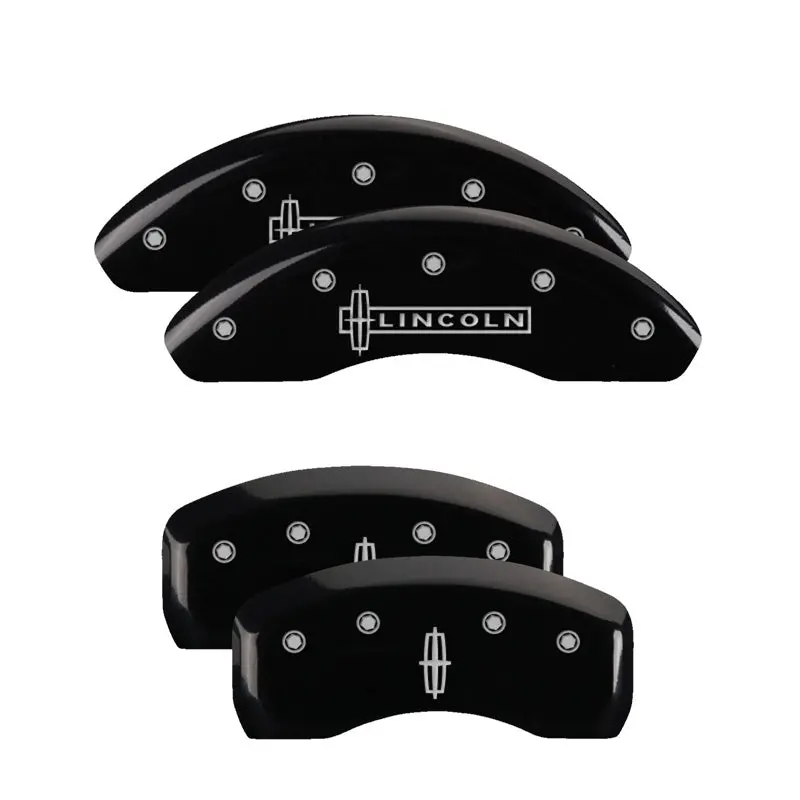 Mgp Engraved 4-Piston Caliper Covers – Front: Lincoln Logo, Rear: Star Emblem, Black Finish With Silver Accents 1