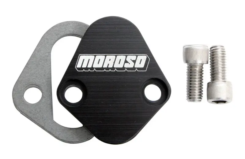 Moroso Billet Aluminum Fuel Pump Block-Off Plate W/ Gaskets – Compatible With Chevy Bb, Chrysler 273–440, Ford 1