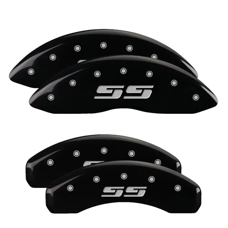 Mgp Engraved 4-Piston Caliper Covers – Front & Rear, Black Finish W/ Silver Accent (Silverado/Ss Style) 1