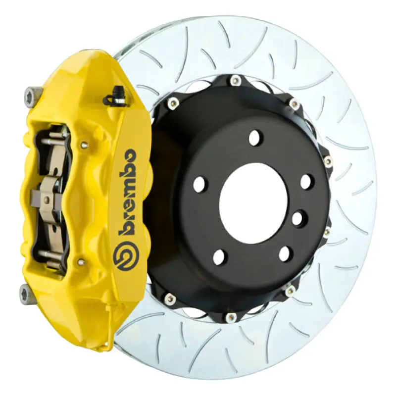 Brembo Rear Gt Big Brake Kit For 2014+ Infiniti Q50/Q50S (Non-Awd) – 4-Piston Calipers, 380X28Mm Two-Piece Slotted Rotors, Type-3 Design, Yellow Finish 1