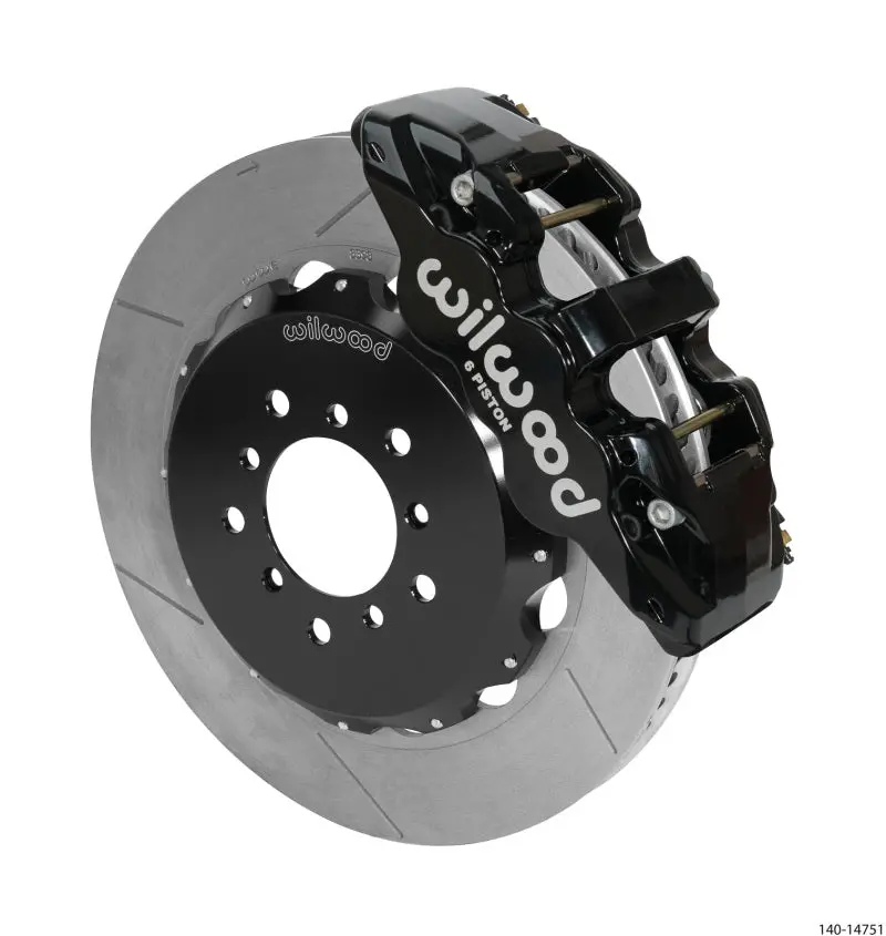 Wilwood Aero6 Front Hat Kit — 14" Rotor, Black Finish, Includes Brake Lines, Fits 2000–2006 Bmw M3 E46 1