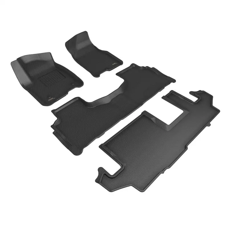 3D Maxpider Kagu All-Weather Floor Mats For 2021–2023 Chevrolet Suburban – Black, Tri-Layer R1/R2/R3 Design 1
