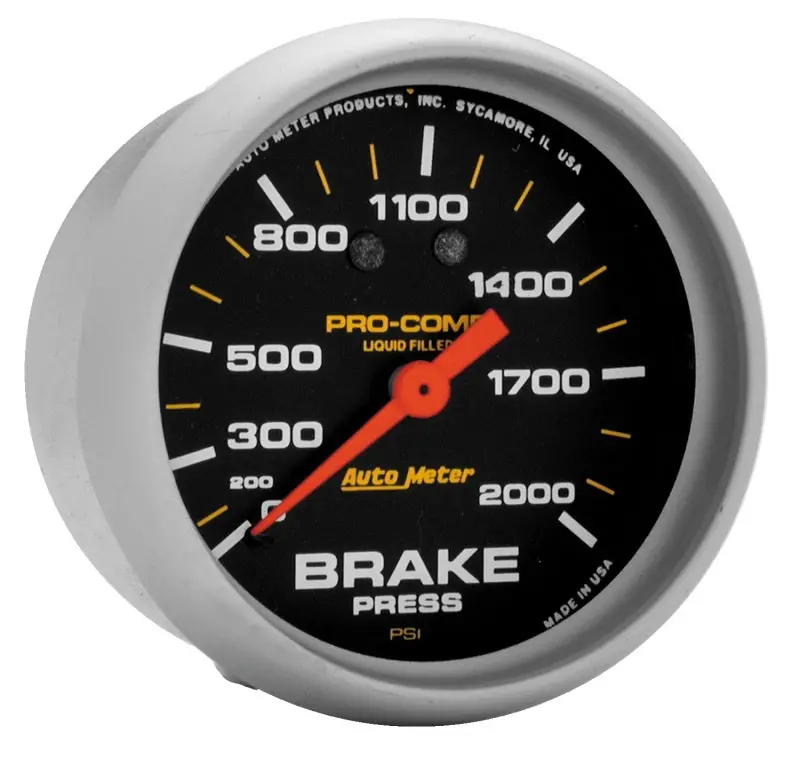 Autometer 2-5/8In Liquid-Filled Mechanical Brake Pressure Gauge – 2000 Psi, Pro-Comp Series 1