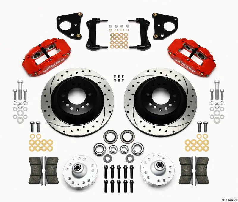 Wilwood Narrow Superlite 6R Front Hub & One-Piece Rotor Kit — 12.88" Drilled, Red Finish, Fits 1962–1972 Cdp B/E-Body Drum Brakes 1