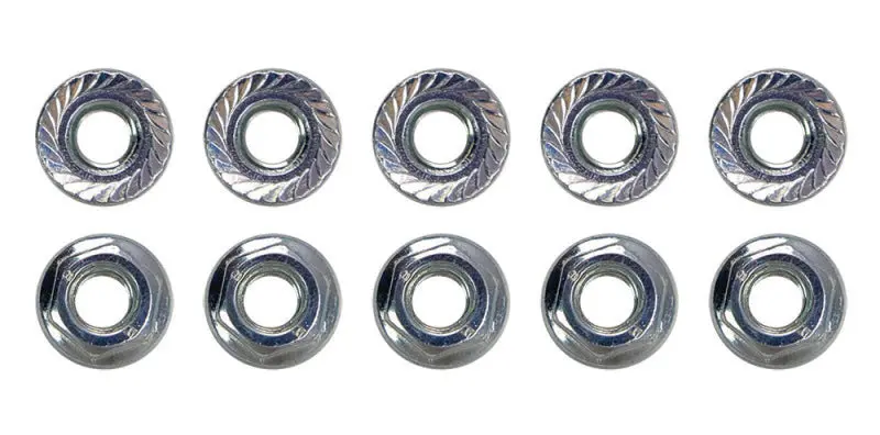 Moroso Serrated Flange Nut — M6 X 1.0, Zinc-Plated, Pack Of 10 1