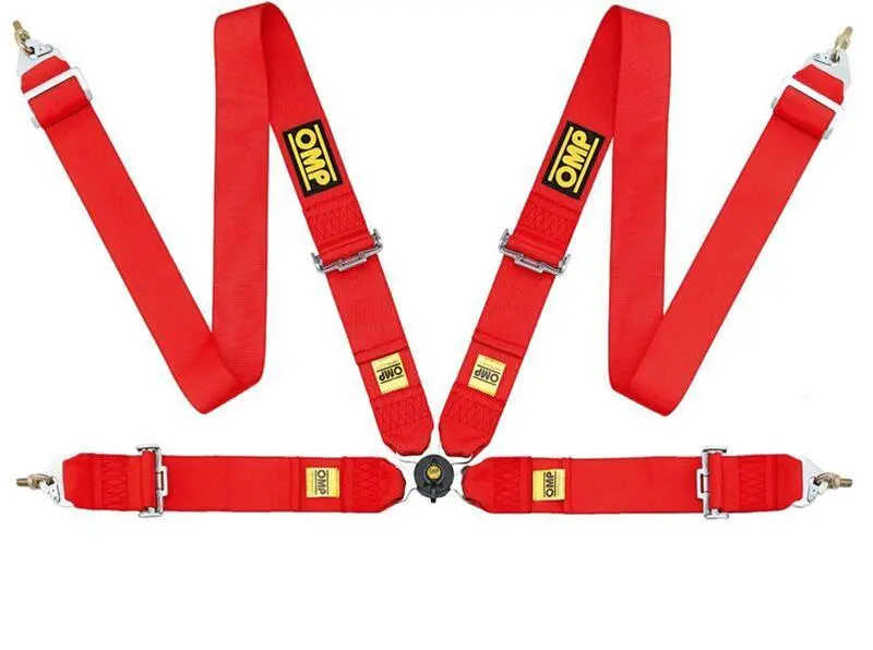Omp Fia-Certified 4-Point Racing Harness – First 3-Inch Red Safety Belt Set (8854/98 Standard) 1