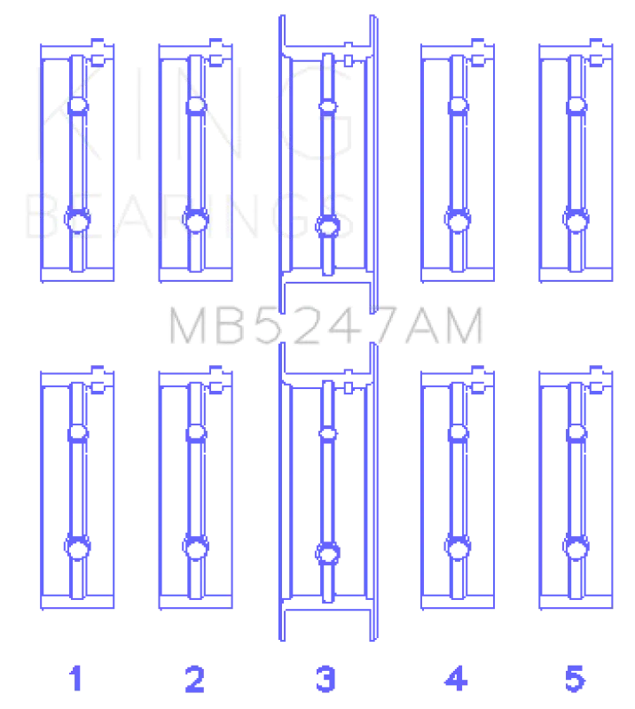 King Engine Bearings Main Bearing Set For Opel 1.7D — Oversize +0.25Mm 2