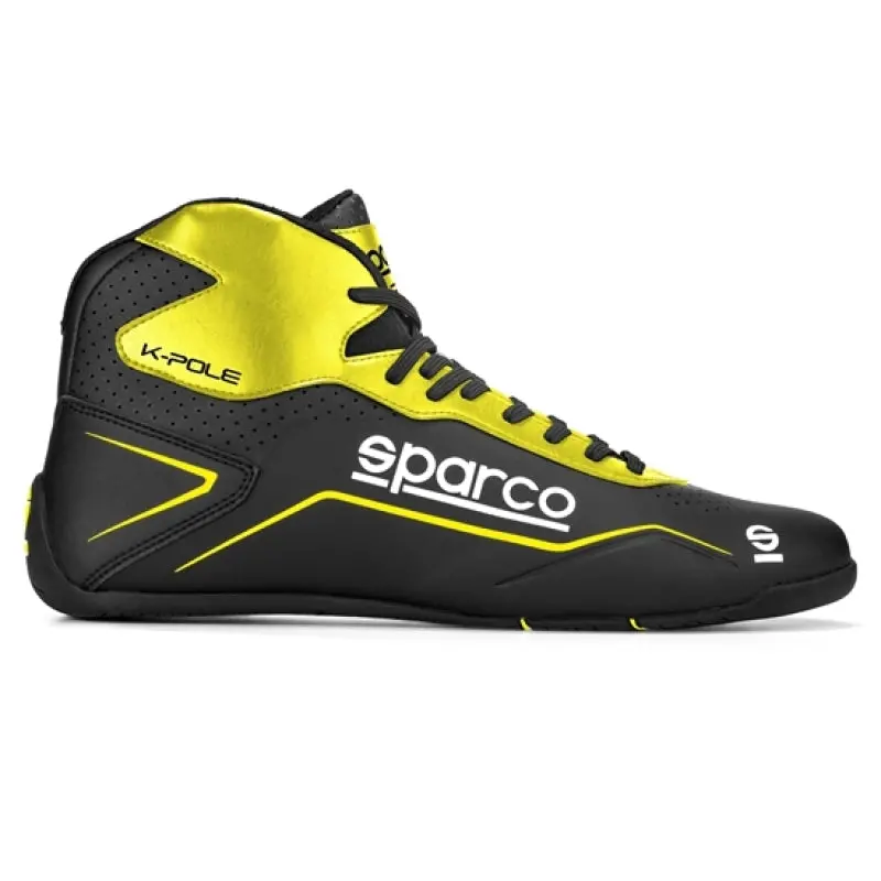 Sparco K-Pole Racing Shoe – Size 46, Black/Yellow Design 1